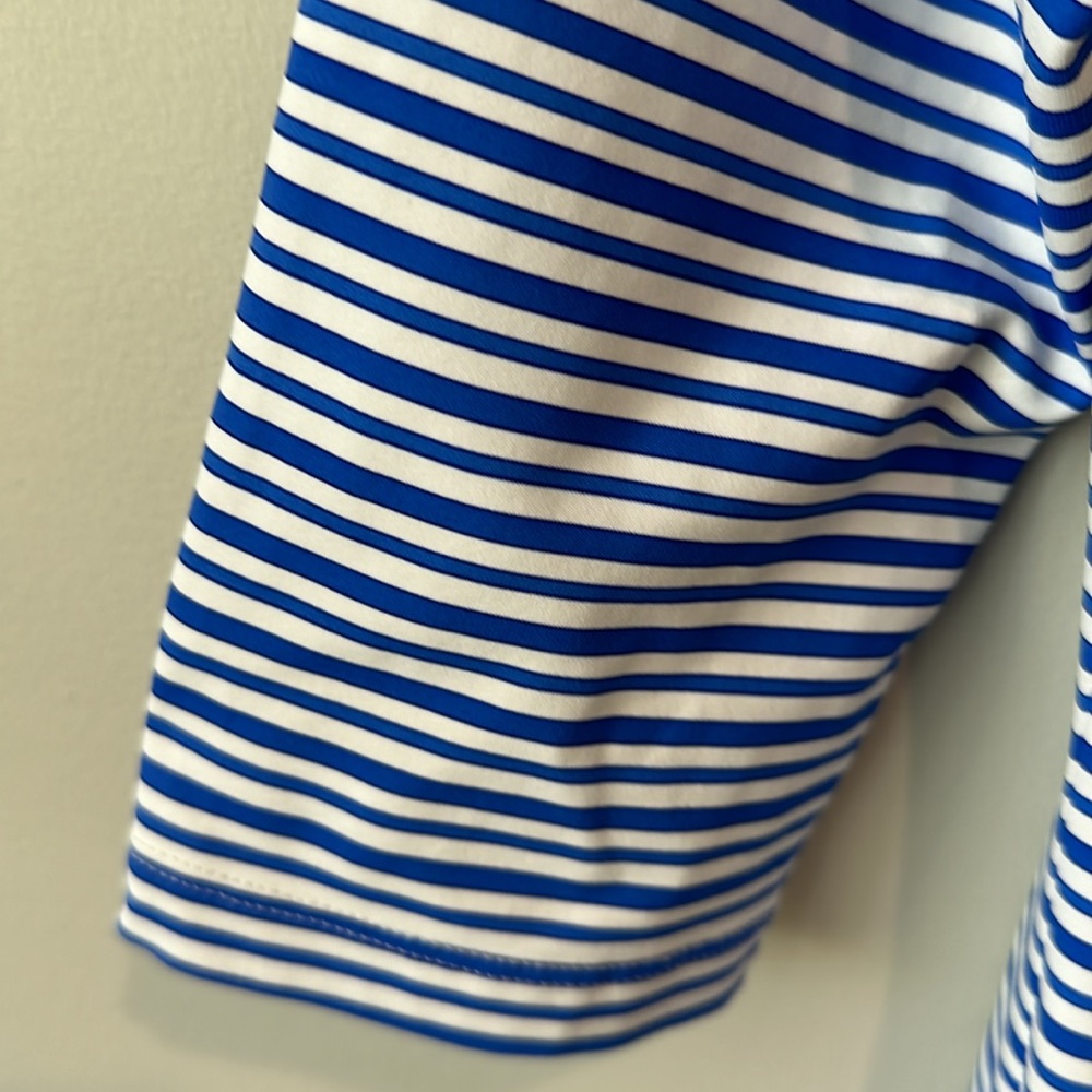 J McLaughlin Stretchy Striped Blue and White boatneck  Dress M - Picture 5 of 9